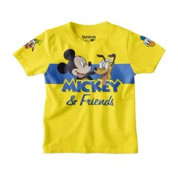Bonkids Kids Yellow & Blue Cotton Printed Mickey & Friends T-Shirt-image-24