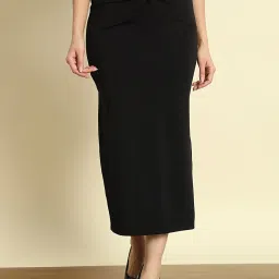 Trend Arrest Black A-Line Midi Skirt image 1