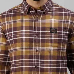 Royal Enfield Brown Regular Fit Check Cotton Shirt image 4