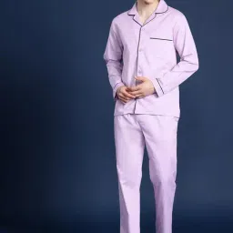 Hancock Lavender Pure Cotton Regular Fit Night Suit-picture-34
