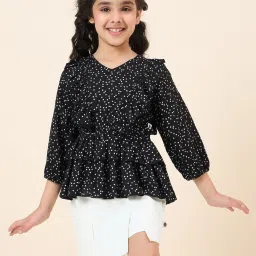 StyloBug Kids Black Printed Regular Casual Tops & Tees image 1