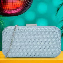 Mochi Blue Woven Small Clutch image 1