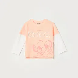 Juniors by Lifestyle Baby Boys Peach Regular Fit T-Shirt image 1