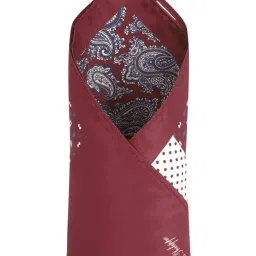 Louis Philippe Maroon Printed Party Pocket Square image 1