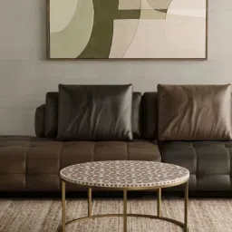 Casagold Floral Vegan Bone Inlay Coffee Table With Stand - Brown image 1