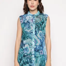 Guess Blue Printed Spread Collar Clouis Shirt image 1