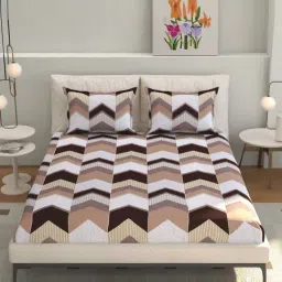Florida BS-Prime Beige Microfibre 180 TC King Size Bedsheet with 2 Pillow Covers-image-68