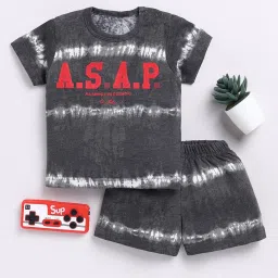 Clt.s Kids Black Tie-Dye T-Shirt with Shorts image 1