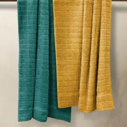Nautica Ridgeport Teal & Yellow 500 GSM Cotton Super Soft Bath Towel - Set of 2 image 1