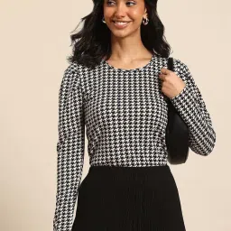Qurvii Black Chequered Top image 1