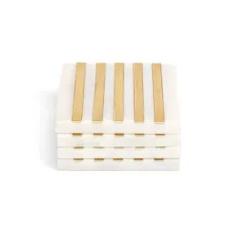 Home4U Audrey White & Gold Marble Coasters - Set of 4 image 2