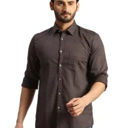 Parx Dark Grey Cotton Slim Fit Printed Shirt-image-36