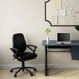 Godrej Interio Virtue Black Mild Steel Leatherette Study Chair-picture-0