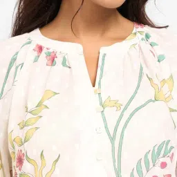 Rangmanch By Pantaloons Off White Cotton Regular Fit Floral Print Kurta image 5