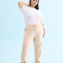 Go Colors! Beige Cotton Mid Rise Joggers image 1