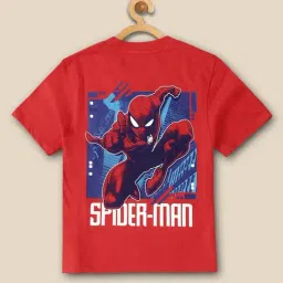 kidsville Boysville Red & Blue Cotton Printed Spiderman T-Shirt image 2