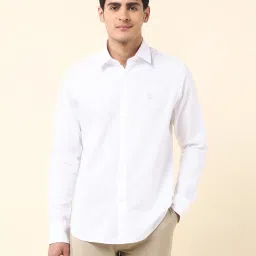 U.S. Polo Assn. White Cotton Regular Fit Self Pattern Shirt image 1