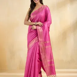 Fabindia Magenta Woven Saree image 1