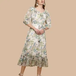 Global Republic Multicolor Floral Print A Line Dress image 1