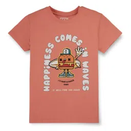 Gini & Jony Kids Peach Printed T-Shirt image 1