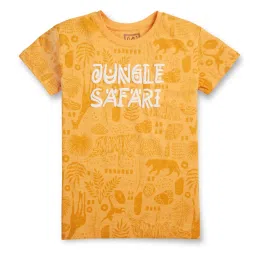 Gini & Jony Kids Orange Printed T-Shirt image 1