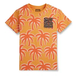 Gini & Jony Kids Orange Printed T-Shirt image 1