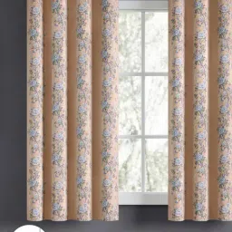 Haus & Kinder Blue Cotton Floral Singing Rose Eyelets 5 ft Window Curtain - Set of 2 image 3