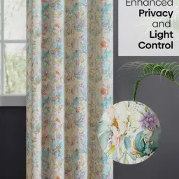 Haus & Kinder Multi Polyester Floral Blossom Serenade Eyelet 7 ft Door Curtain image 4