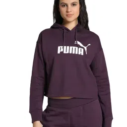 Puma Purple Cotton Relaxed Fit Print Hoodie-image-89