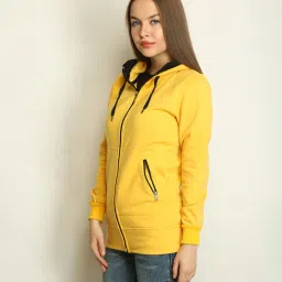 Belle Fille Yellow Regular Fit Hoodie image 3