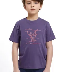 Rare Ones Boys Purple Cotton Graphic T-Shirt image 1