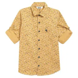Cantabil Kids Mustard Cotton Printed Full Sleeves Shirt-image-72