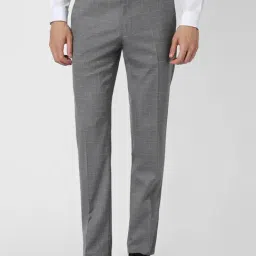 Van Heusen Light Grey Slim Fit Checks Trousers-picture-30