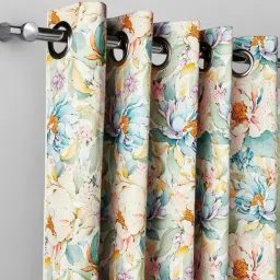 Haus & Kinder Multi Polyester Floral Blossom Serenade Eyelet 7 ft Door Curtain image 5