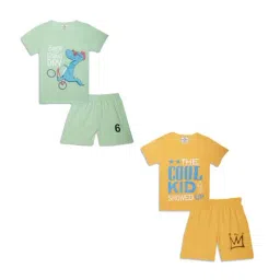 Vimal Jonney Kids Yellow & Mint Green Printed T-Shirt Set-picture-27