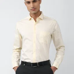 peter england Men Cream Regular Fit Formal Shirts image 1