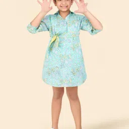 Fabindia Kids Blue Printed Dress-picture-17