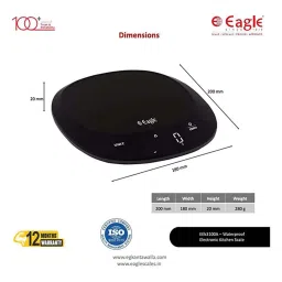 Eagle EEK-3100A Digital Weight Machine for Kitchen 5 kg Capacity,1 g Accuracy,Kitchen Weighing Scale image 3