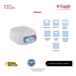 Eagle EPF-5100A Digital Weight Machine for Kitchen 2 kg Capacity,1 g Accuracy,Kitchen Weighing Scale image 3