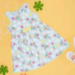 Pantaloons Baby Kids Blue Floral Print Dress-picture-40