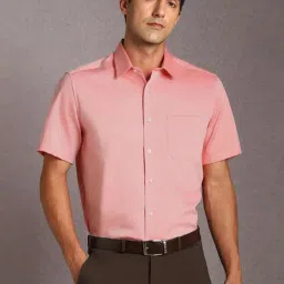 Louis Philippe Pink Regular Fit Solid Formal Shirt-image-9