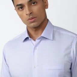 van heusen Men Blue Regular Fit Check Full Sleeves Formal Shirt image 4