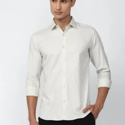 V Dot Beige Cotton Slim Fit Self Pattern Shirt-picture-30