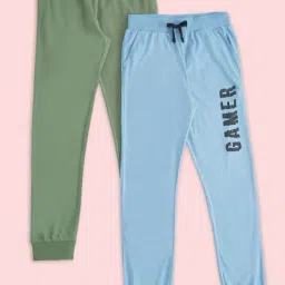 Pantaloons Junior Blue & Green Cotton Printed Trackpants-picture-23