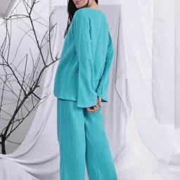 NEUDIS Teal Cotton Night Suit image 2