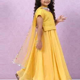 biba girls Biba Kids Yellow Embroidered Lehenga Choli image 4