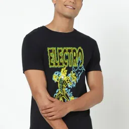 Bewakoof Official Marvel Merchandise Black Regular Fit Graphic T-Shirt-picture-12