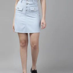KASSUALLY Light Blue Above Knee Skirt-picture-19