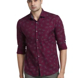 Park Avenue Maroon Slim Fit Printed Shirt-picture-24