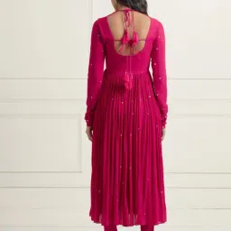 Ikshita Choudhary Magenta Naveli 2 Hand Embellished Wrinkle Cotton Gather Anarkali image 2